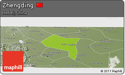 Physical Panoramic Map of Zhengding, semi-desaturated