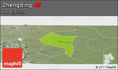 Physical Panoramic Map of Zhengding, semi-desaturated