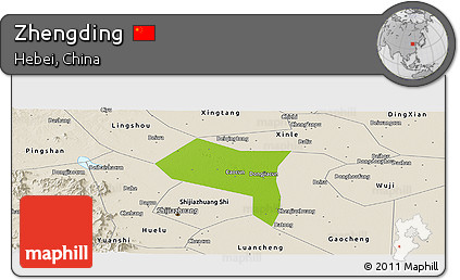 Physical Panoramic Map of Zhengding, shaded relief outside