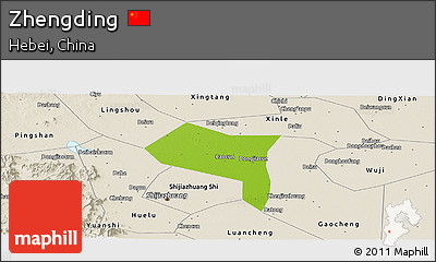 Physical Panoramic Map of Zhengding, shaded relief outside