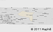 Shaded Relief Panoramic Map of Zhengding, desaturated