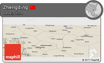 Shaded Relief Panoramic Map of Zhengding