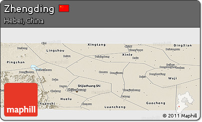 Shaded Relief Panoramic Map of Zhengding
