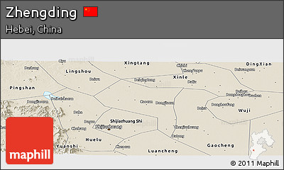 Shaded Relief Panoramic Map of Zhengding