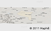 Shaded Relief Panoramic Map of Zhengding, semi-desaturated