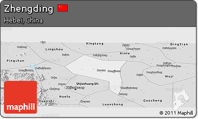 Silver Style Panoramic Map of Zhengding