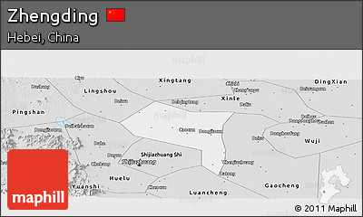 Silver Style Panoramic Map of Zhengding