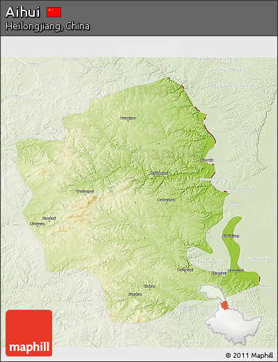 Physical 3D Map of Aihui, lighten