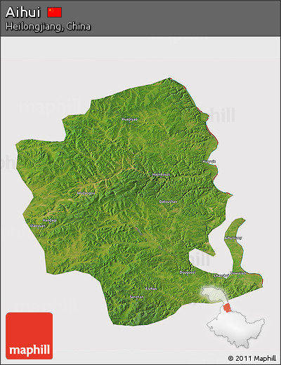 Satellite 3D Map of Aihui, cropped outside