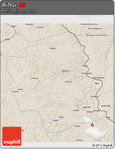 Shaded Relief 3D Map of Aihui