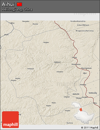 Shaded Relief 3D Map of Aihui