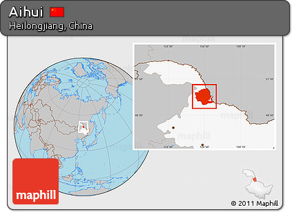 Gray Location Map of Aihui, highlighted parent region