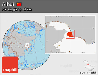 Gray Location Map of Aihui, highlighted parent region