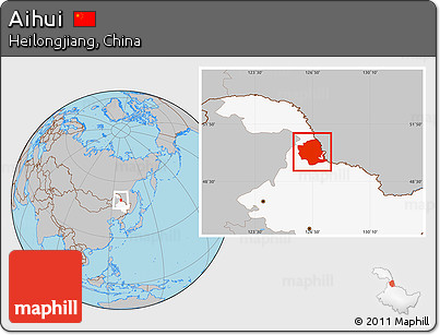 Gray Location Map of Aihui, highlighted parent region