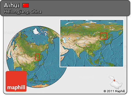 Satellite Location Map of Aihui, within the entire country