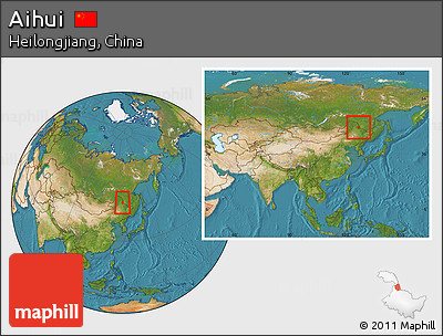 Satellite Location Map of Aihui, within the entire country