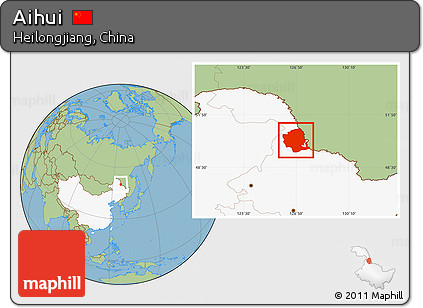 Savanna Style Location Map of Aihui, highlighted country