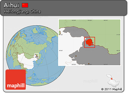 Savanna Style Location Map of Aihui, highlighted country, highlighted parent region