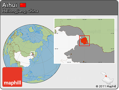 Savanna Style Location Map of Aihui, highlighted country, highlighted parent region
