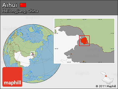 Savanna Style Location Map of Aihui, highlighted country, highlighted parent region