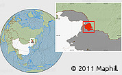Savanna Style Location Map of Aihui, highlighted country, highlighted parent region, hill shading