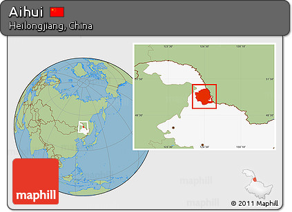 Savanna Style Location Map of Aihui, highlighted parent region