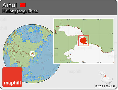Savanna Style Location Map of Aihui, highlighted parent region