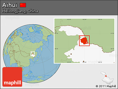Savanna Style Location Map of Aihui, highlighted parent region
