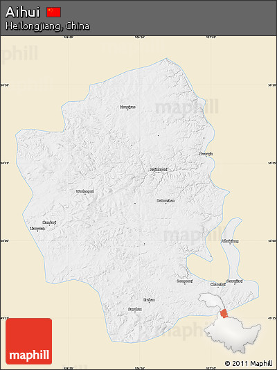 Classic Style Map of Aihui, single color outside