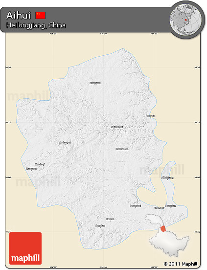 Classic Style Map of Aihui, single color outside