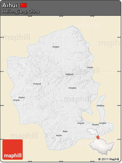 Classic Style Map of Aihui, single color outside