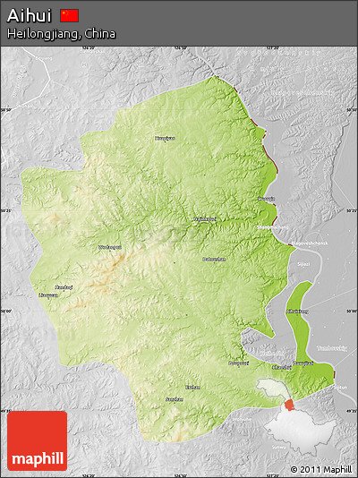 Physical Map of Aihui, lighten, desaturated