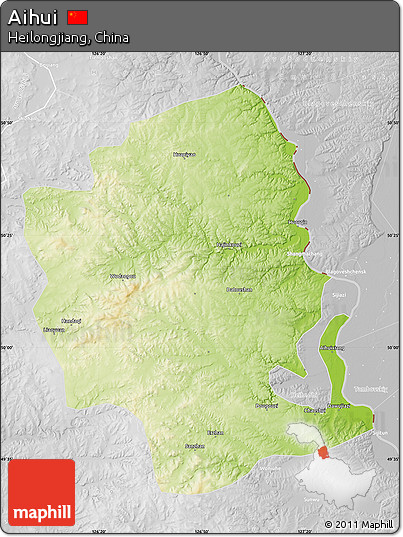 Physical Map of Aihui, lighten, desaturated