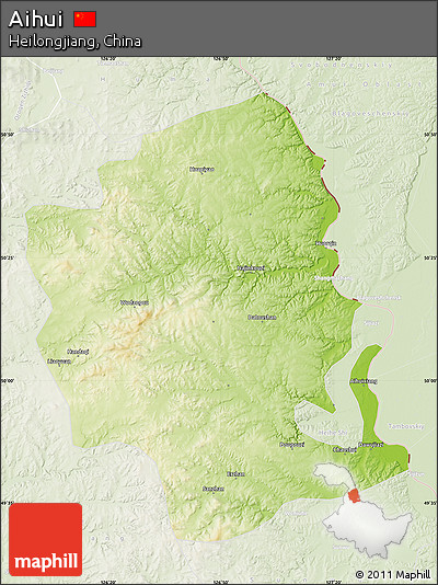 Physical Map of Aihui, lighten