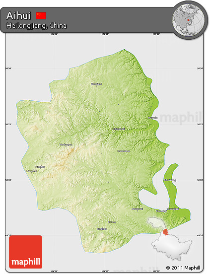 Physical Map of Aihui, single color outside
