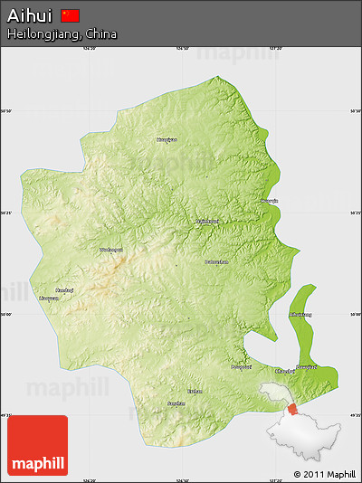 Physical Map of Aihui, single color outside