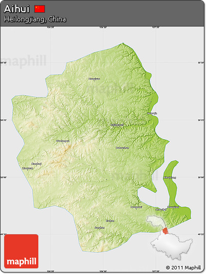 Physical Map of Aihui, single color outside