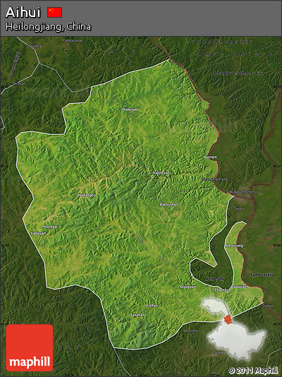 Satellite Map of Aihui, darken