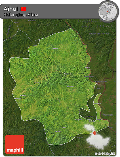 Satellite Map of Aihui, darken