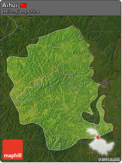 Satellite Map of Aihui, darken