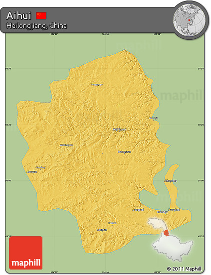 Savanna Style Map of Aihui, single color outside