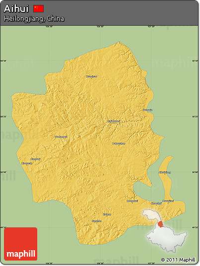 Savanna Style Map of Aihui, single color outside