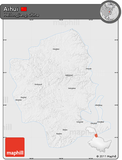 Silver Style Map of Aihui, single color outside