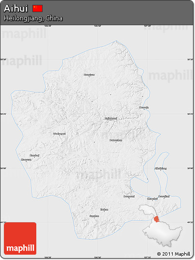 Silver Style Map of Aihui, single color outside