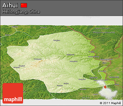 Physical Panoramic Map of Aihui, satellite outside