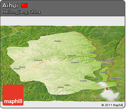 Physical Panoramic Map of Aihui, satellite outside