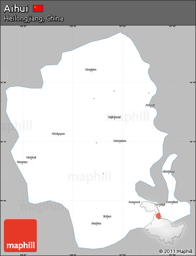 Gray Simple Map of Aihui, single color outside