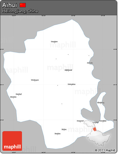 Gray Simple Map of Aihui, single color outside