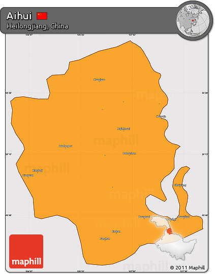 Political Simple Map of Aihui, cropped outside