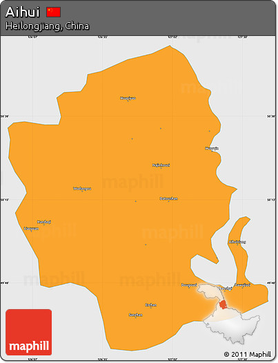 Political Simple Map of Aihui, single color outside